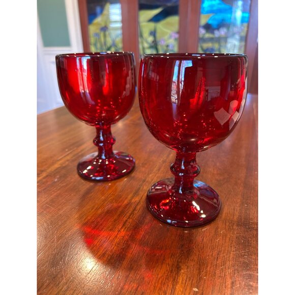 Ruby Red Vintage Imperial Hoffman House Glass Goblets. - Picture 4 of 7